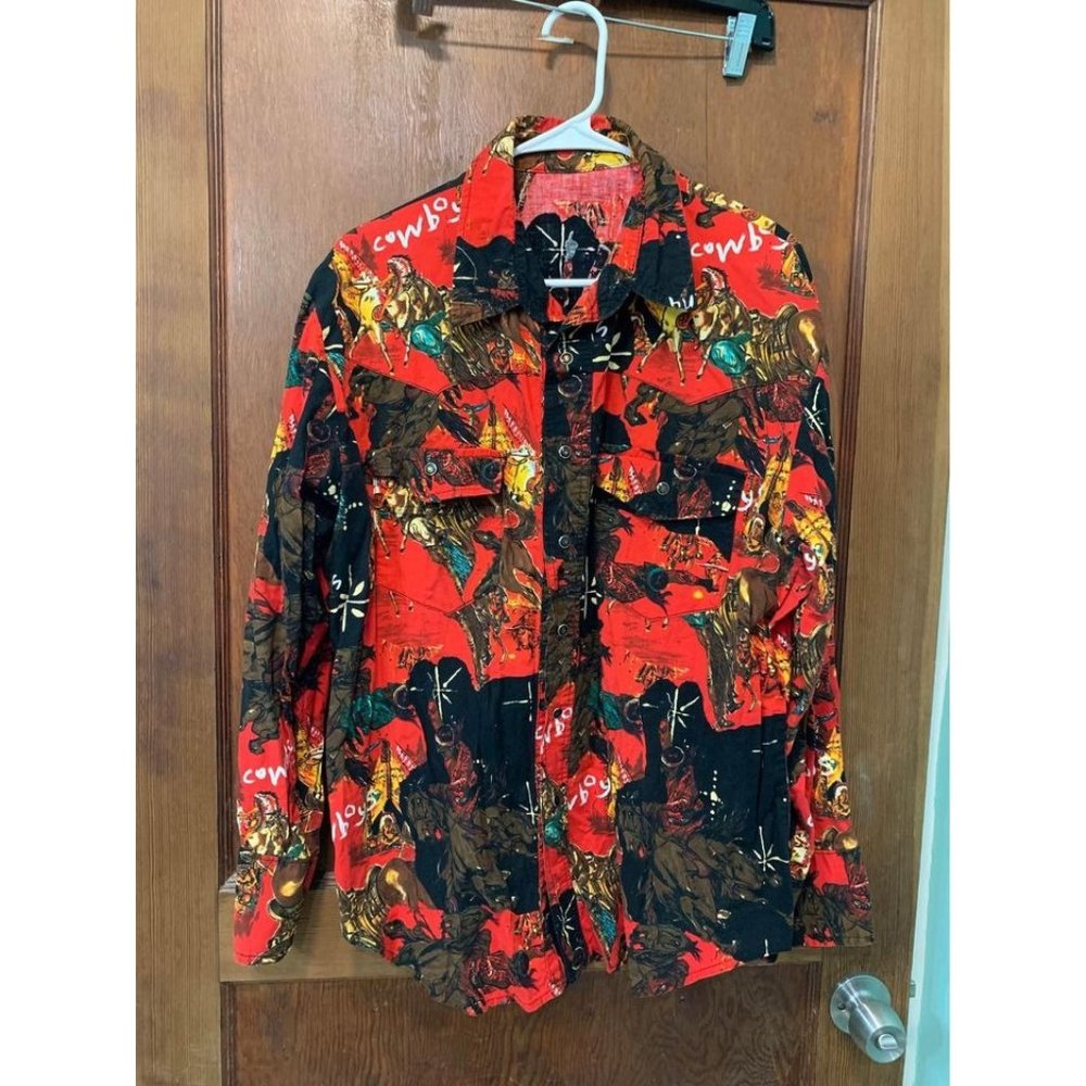 Vintage unisex unbranded Native American cowboy print long sleeved shirt